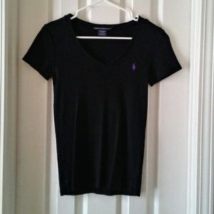 Ralph Lauren Sport Black V-Neck Short Sleeve Top M
